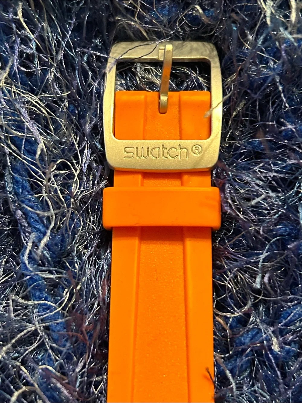 Swatch Orange Silicone Strap Watch with Black Dial